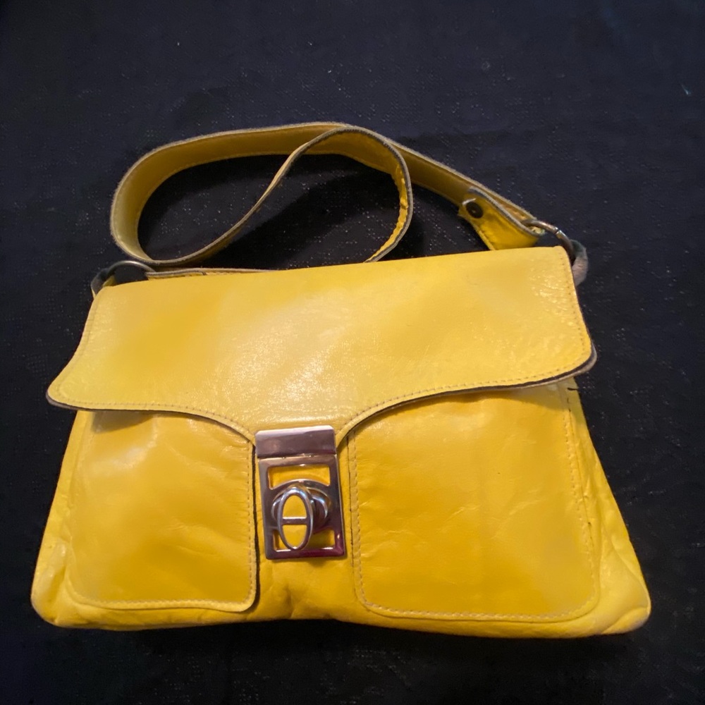 Yellow Leather Shoulder Bag